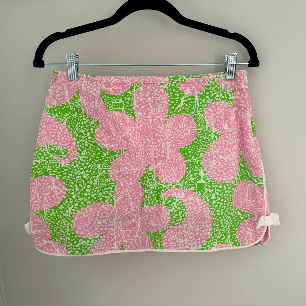 Pink, Green & White Patterned Lily Pulitzer Skort with Bow Details